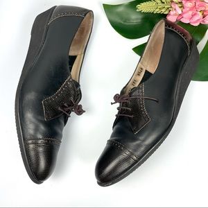 Salvatore Ferragamo brown leather wedges 9.5 4A